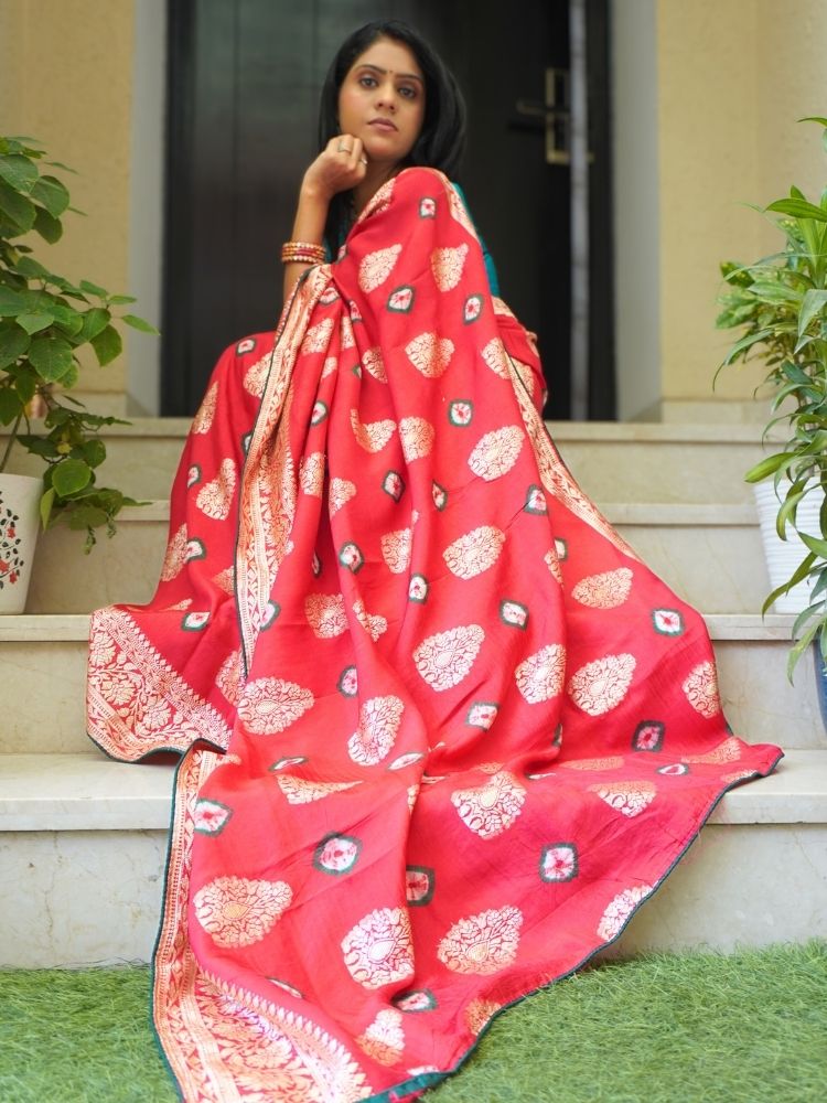 Bandhej Saree with Banarsi Zari Work