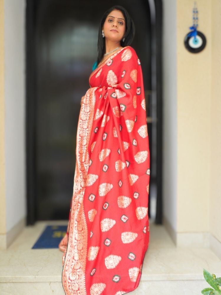 Bandhej Saree with Banarsi Zari Work