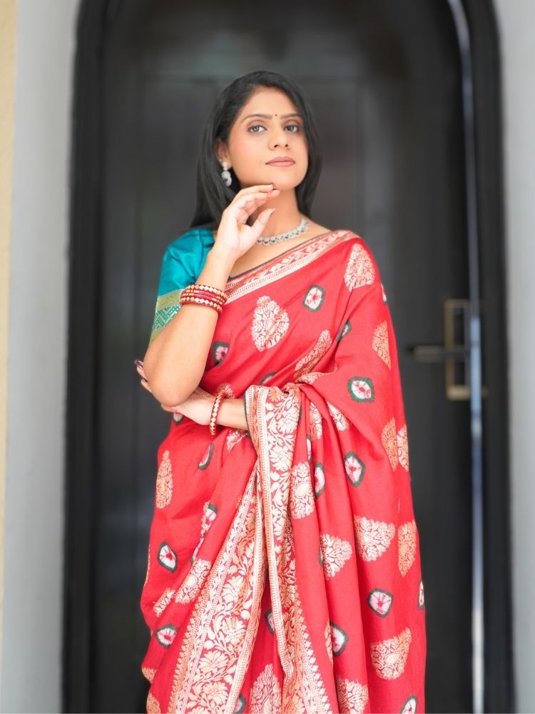 Bandhej Saree with Banarsi Zari Work