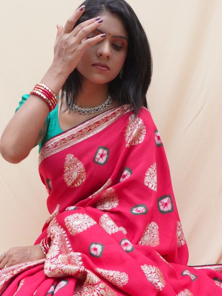 Bandhej Saree with Banarsi Zari Work