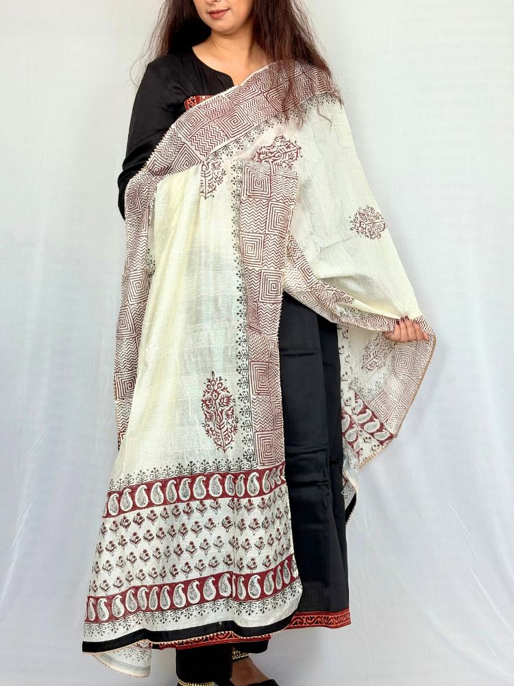 Rustic Grace – Brown Ajrakh Cotton Suit Set with Handwork