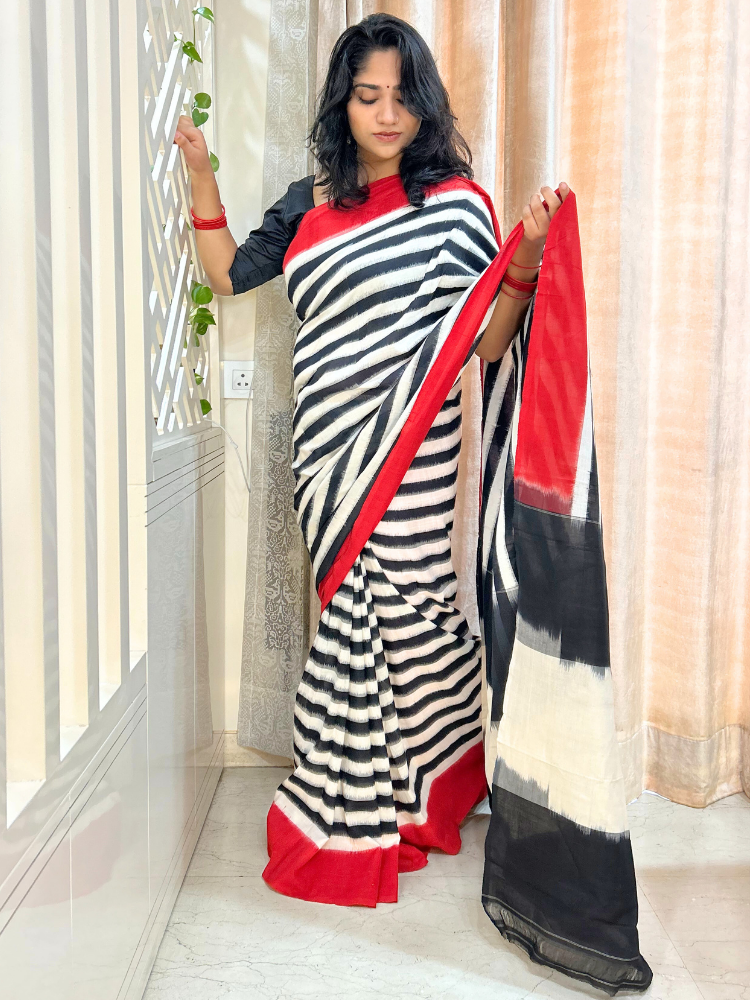 Handwoven Pochampally Double Ikat Cotton Saree