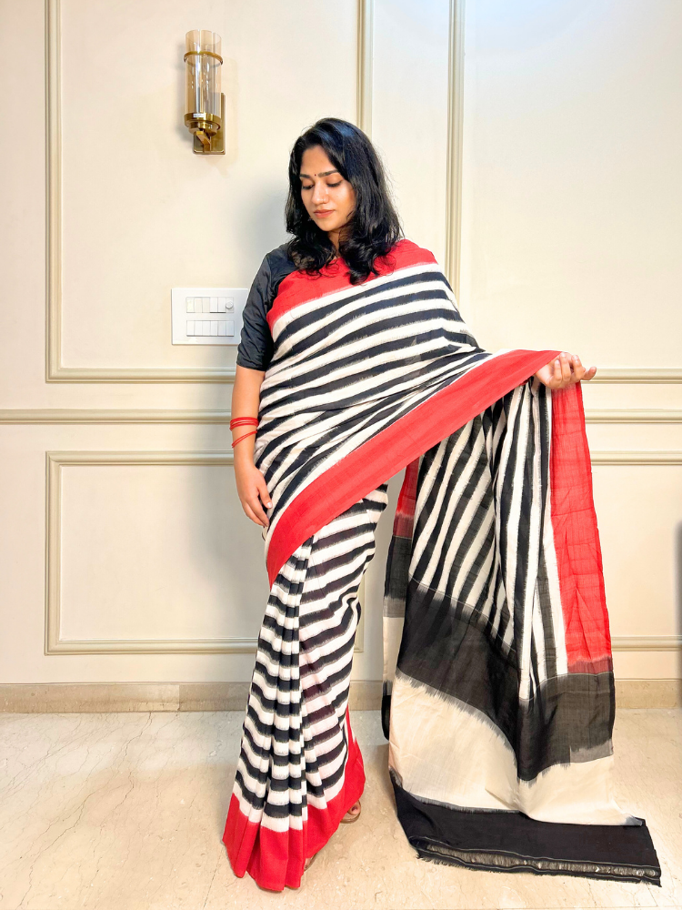 Handwoven Pochampally Double Ikat Cotton Saree