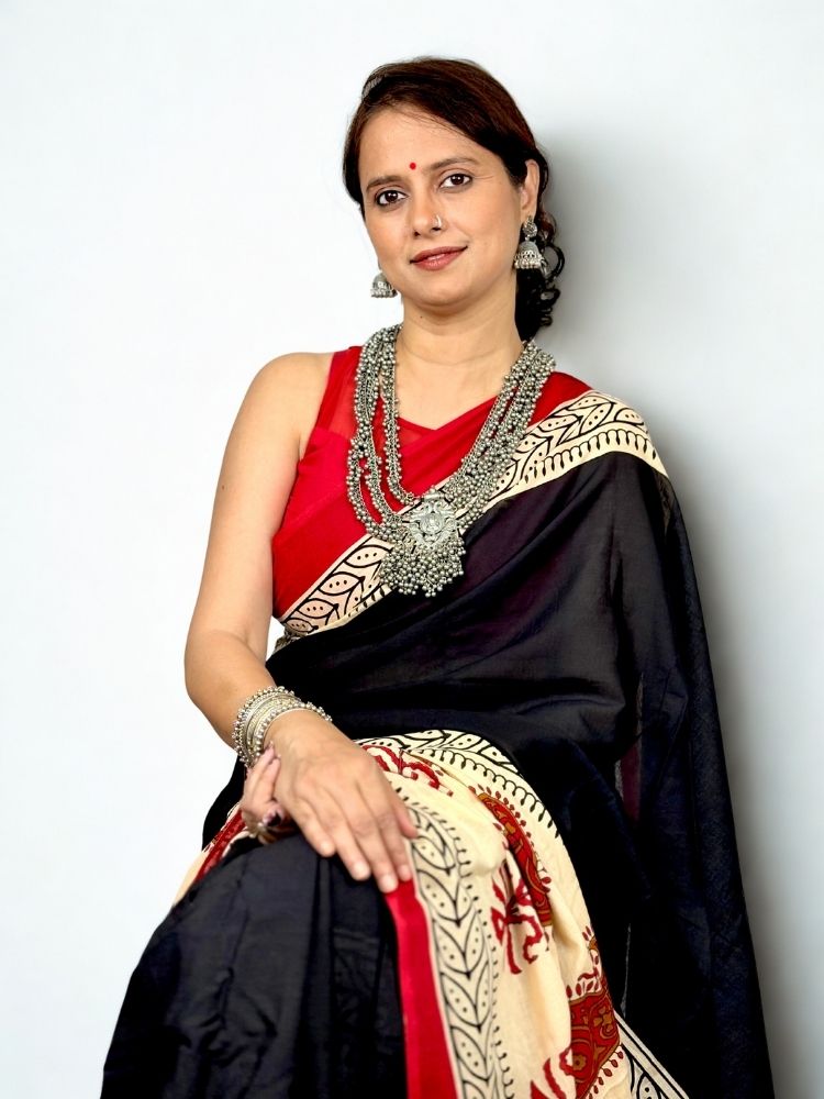 Classic Appeal – Bagru Hand Block Printed Mul Cotton Saree (With Blouse)