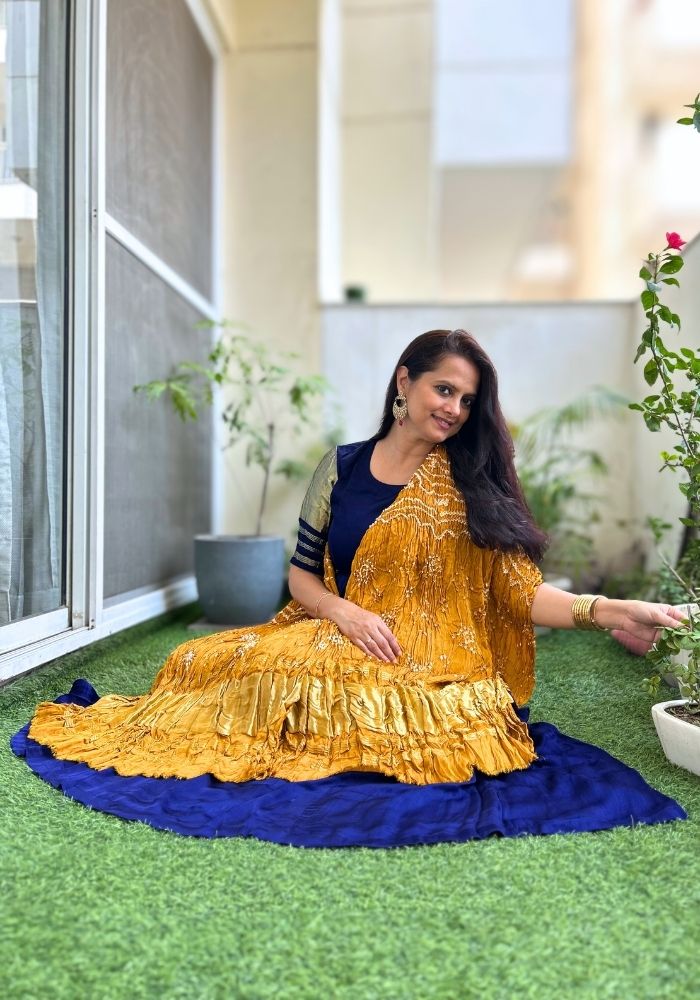Sunshine Yellow Pure Gajji Silk Bandhani Dupatta with Zari Detailing