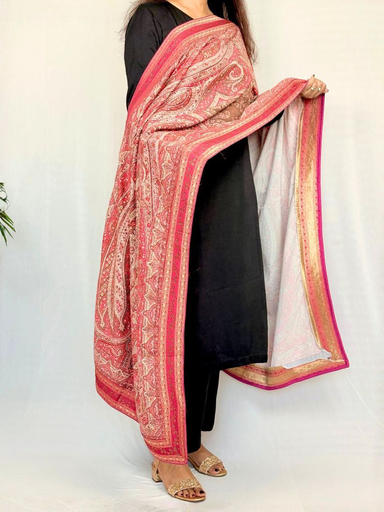 Kashmiri Blossom – Pink Kashmiri Print Stole