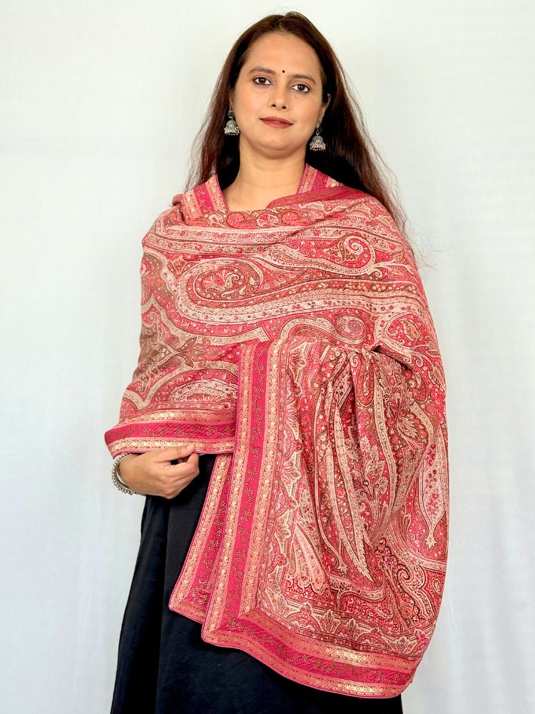 Kashmiri Blossom – Pink Kashmiri Print Stole