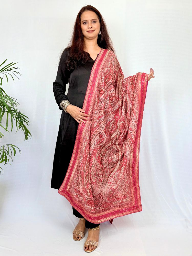 Kashmiri Blossom – Pink Kashmiri Print Stole