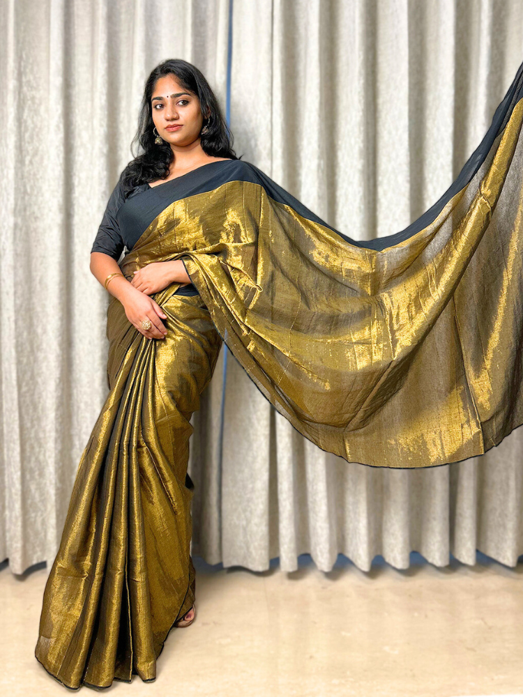 Gold & Black Tissue Saree