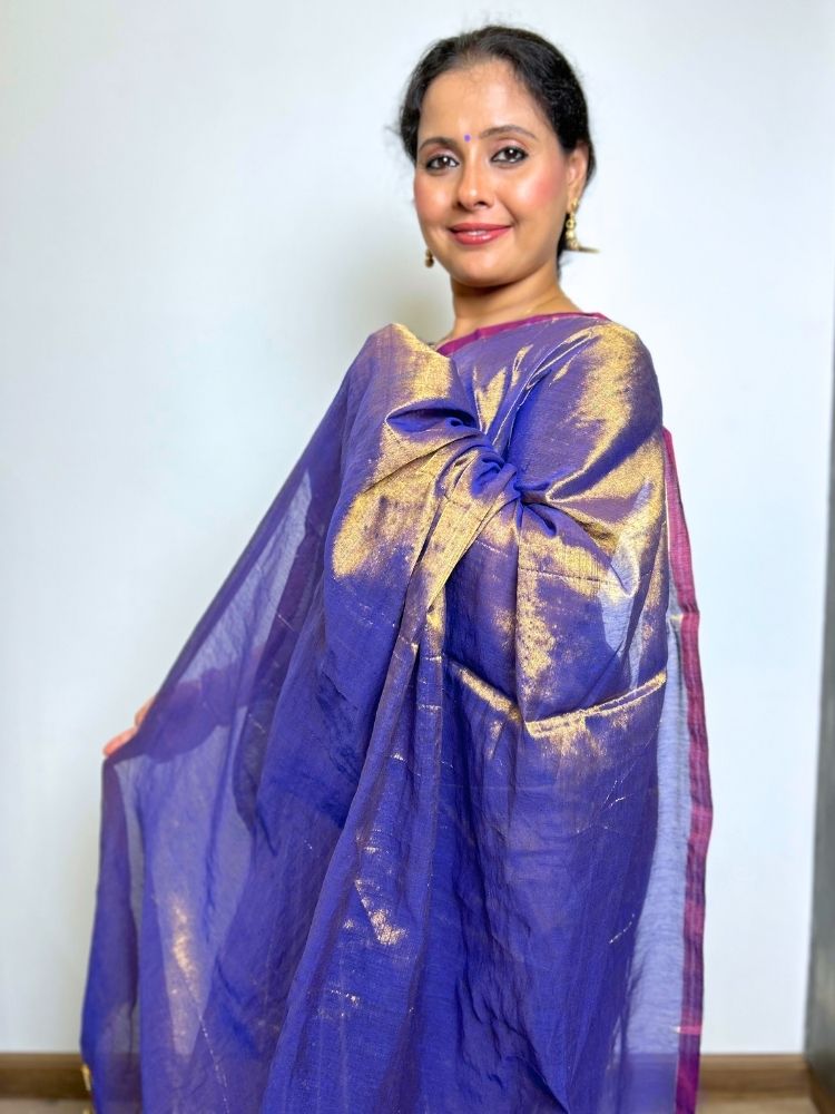 Magenta & Gold Tissue Saree
