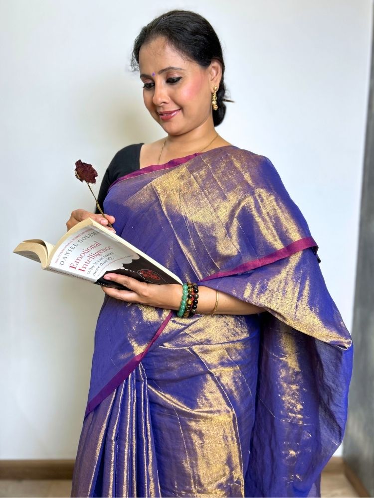 Magenta & Gold Tissue Saree