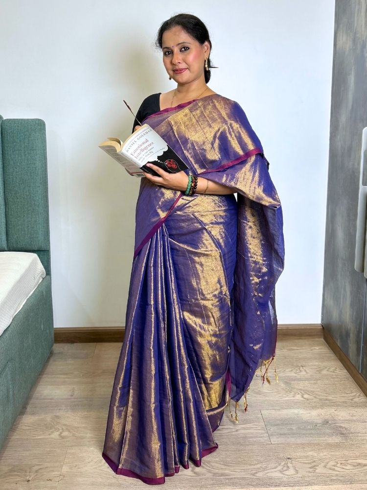 Magenta & Gold Tissue Saree