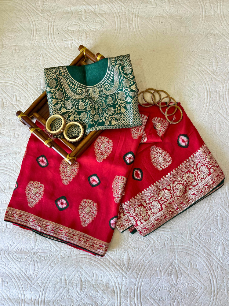 Bandhej Saree with Banarsi Zari Work