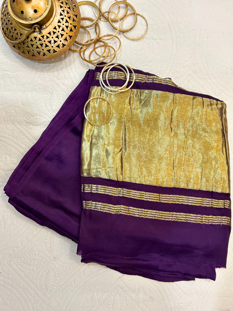 Modal Silk Plain Saree with Zari Lagdi Pallu – Purple