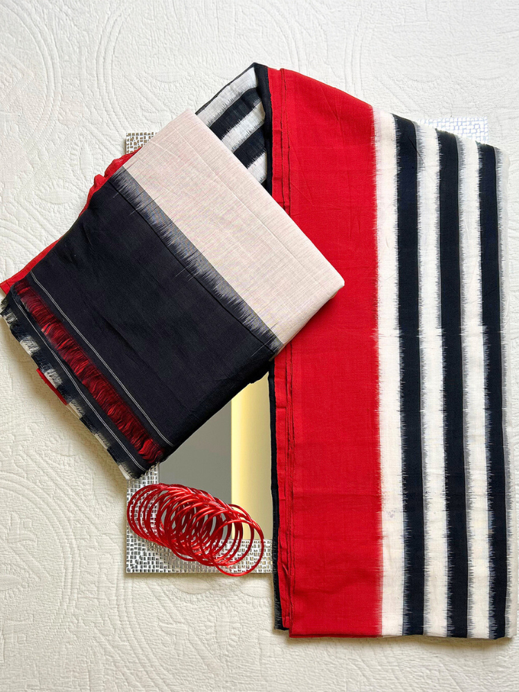 Handwoven Pochampally Double Ikat Cotton Saree