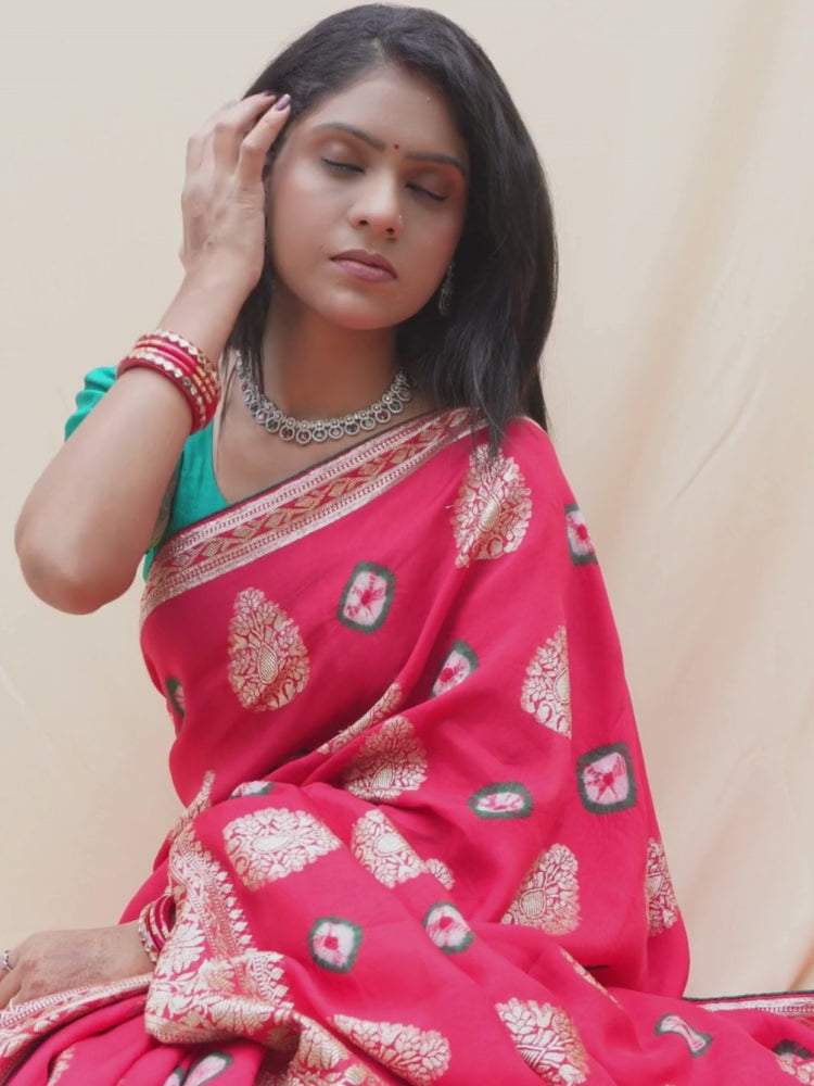 Bandhej Saree with Banarsi Zari Work